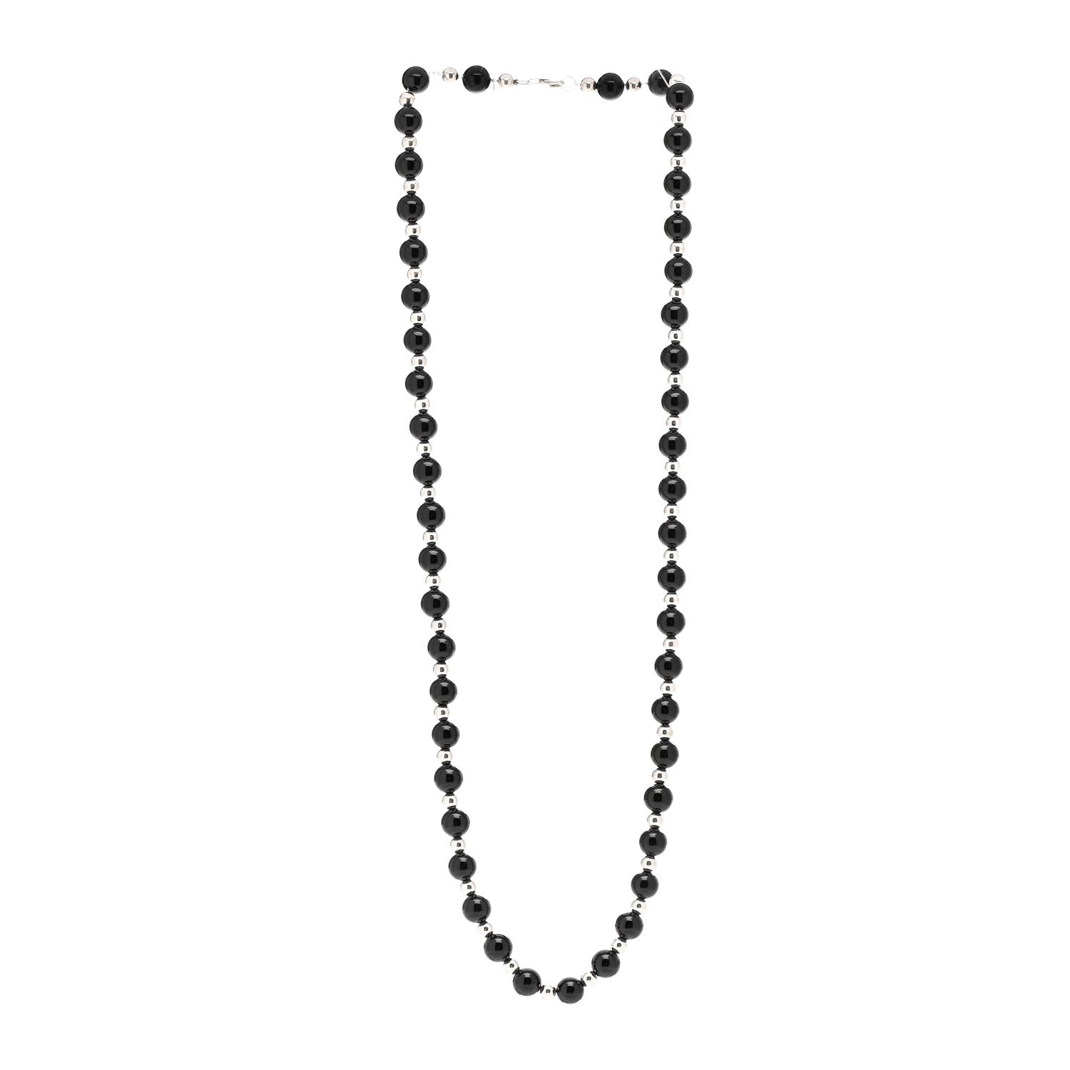 Tiffany Sterling Silver Black Onyx Bead Necklace 3 of 6