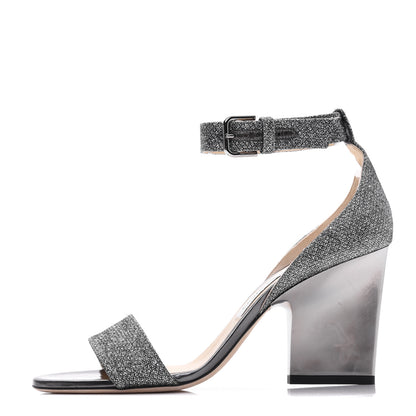 Jimmy Choo Glitter Fabric Edina Sandals 37.5 Anthracite 1 of 12