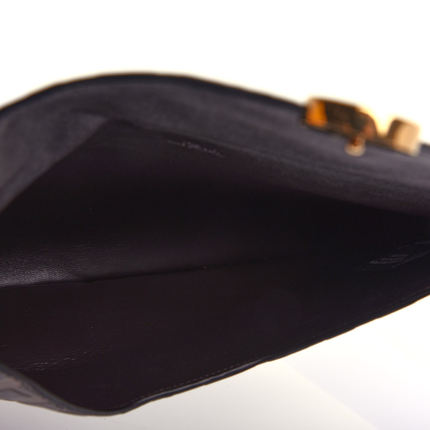 Fendi Vitello Soft F is Fendi Bi-Color FF 1974 Embossed Envelope Pouch Maya Black 5 of 7