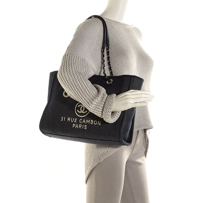 Chanel Canvas Deauville Small Tote Dark Blue 2 of 8