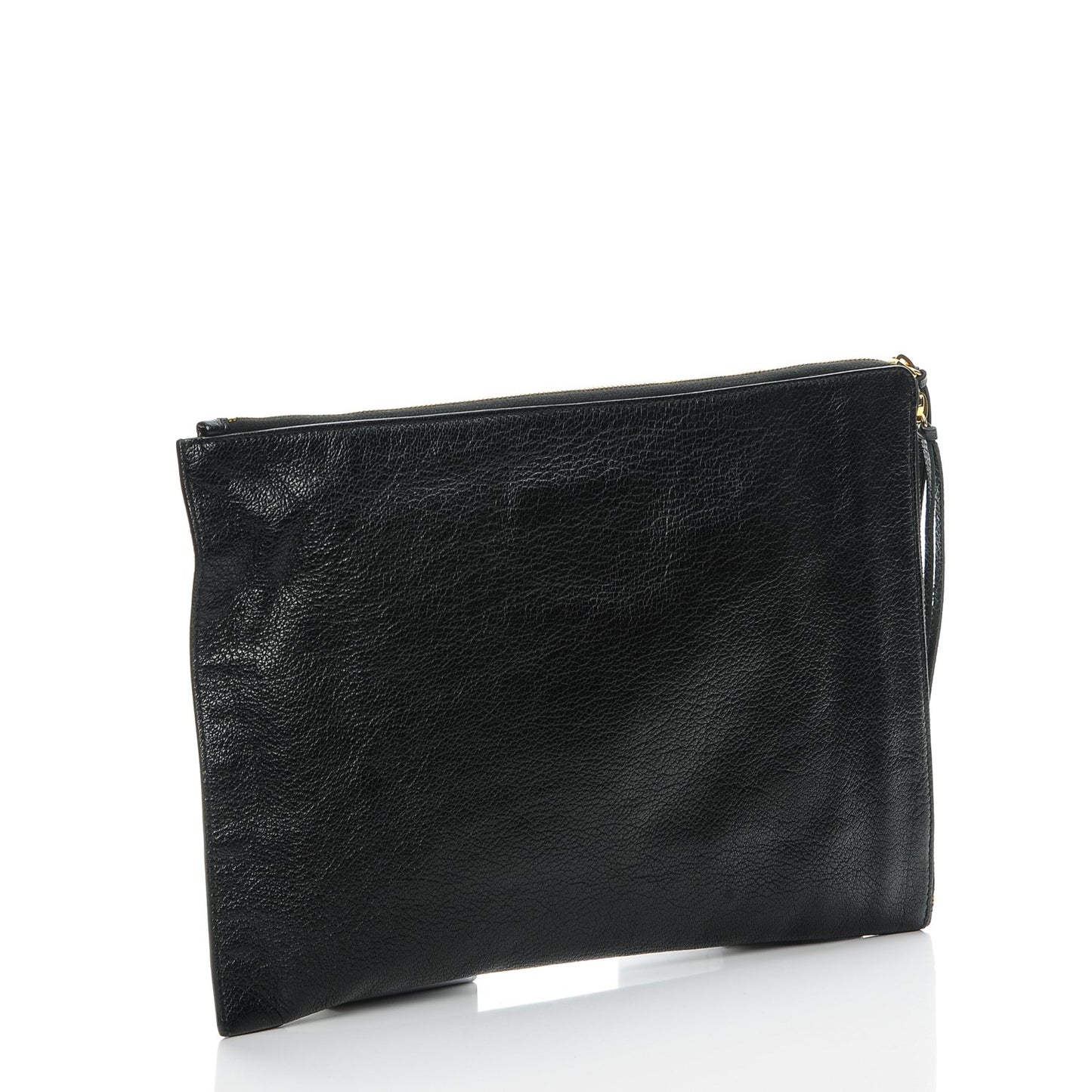 Chevre Gold Metallic Edge Hardware Pouch Black