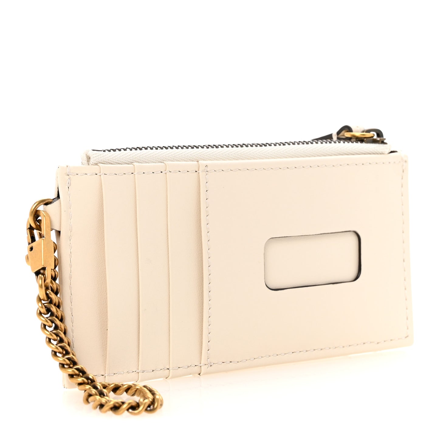 Calfskin Matelasse GG Marmont Zip Key Case Card Holder White