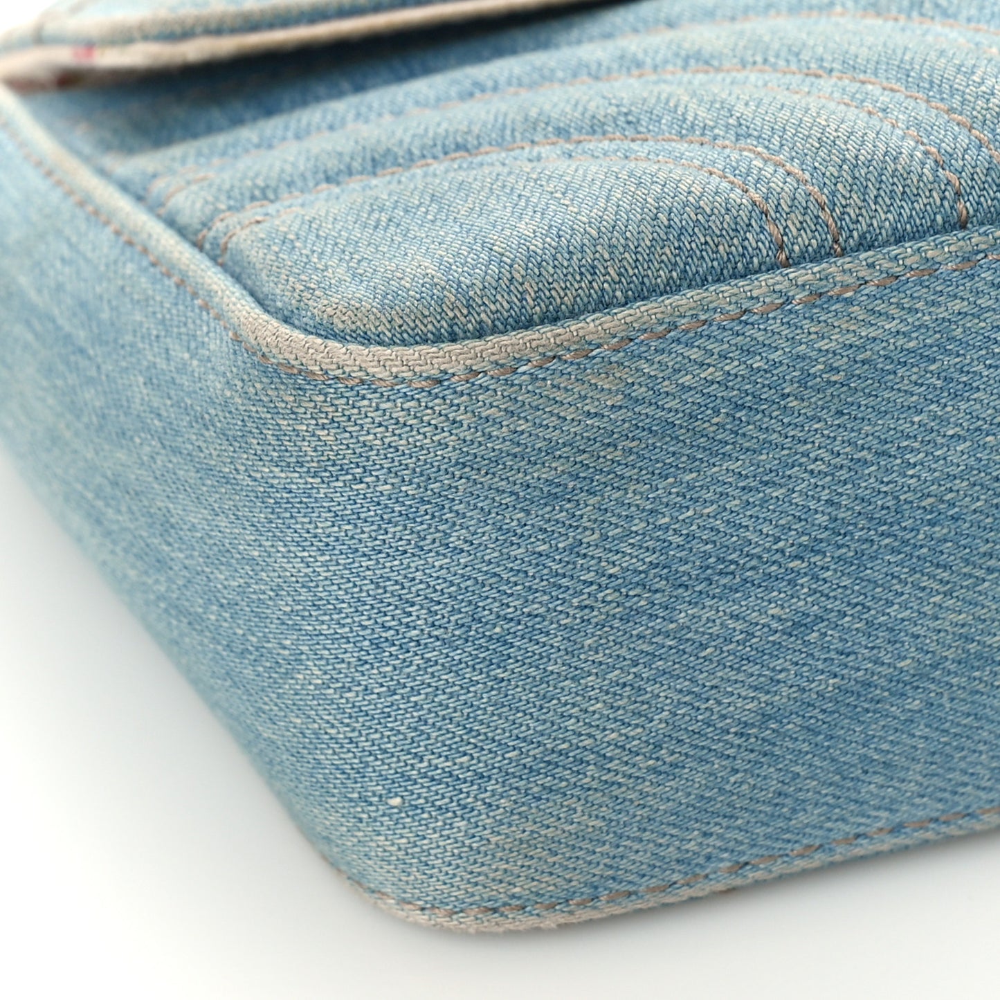 Denim Matelasse Mini Pearly GG Marmont Shoulder Bag Blue