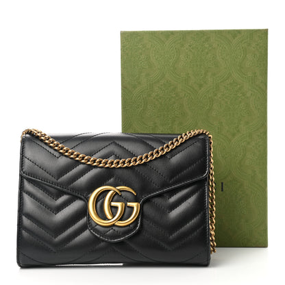 Gucci Calfskin Matelasse GG Marmont Chain Wallet Black 12 of 12
