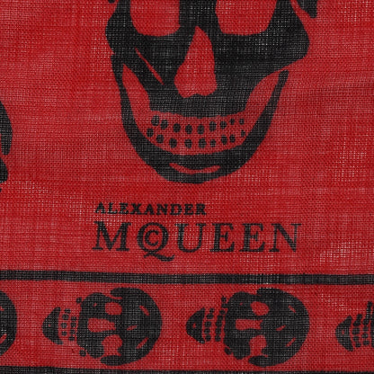 Alexander McQueen Silk Chiffon Skull Scarf Red Black 4 of 5