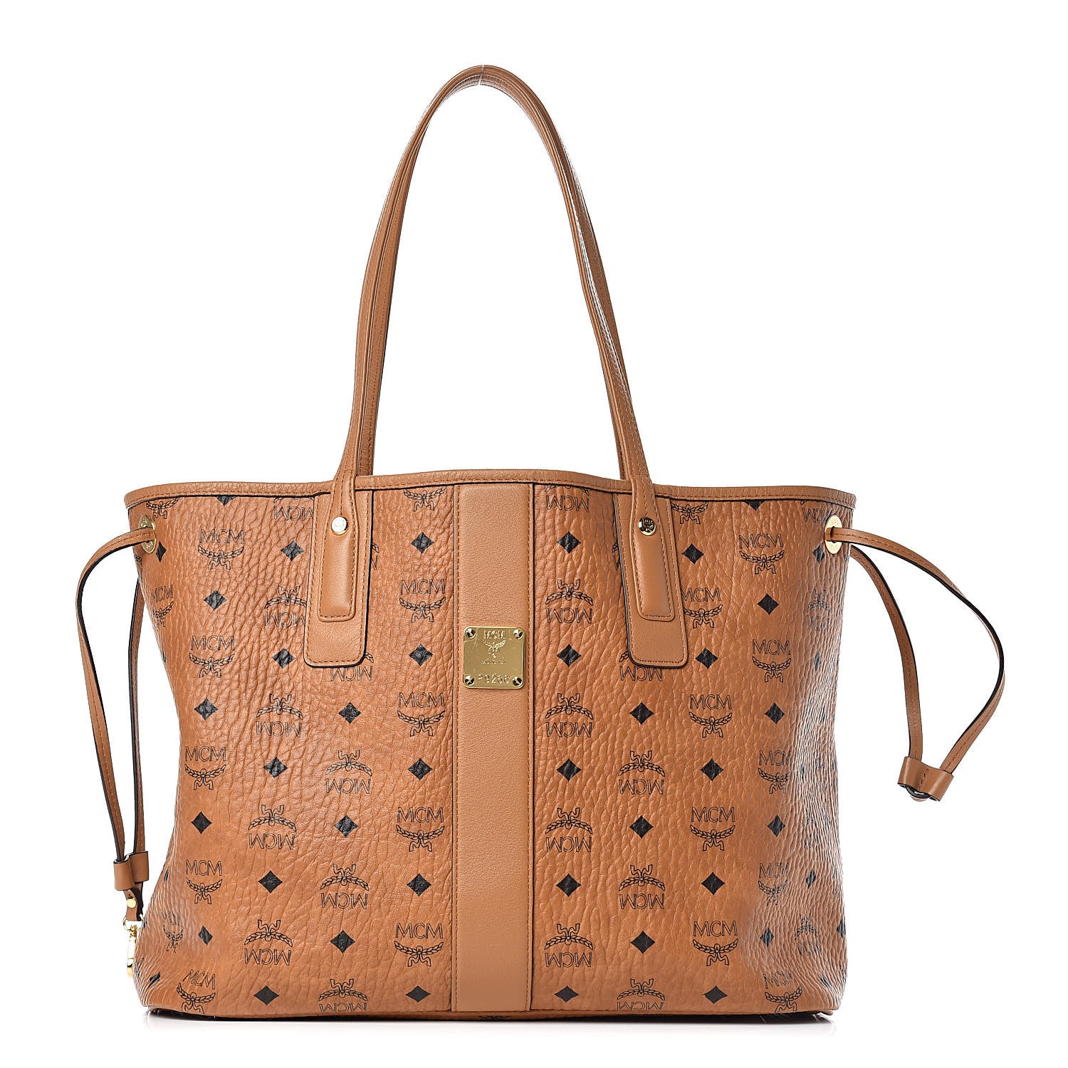 MCM Visetos Medium Liz Reversible Shopper Tote Cognac 4 of 16