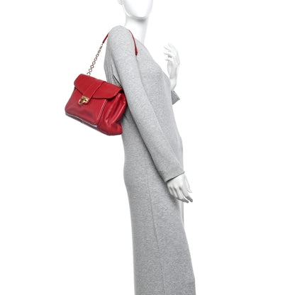 Salvatore Ferragamo Calfskin Gancini Chain Shoulder Bag Red 2 of 17