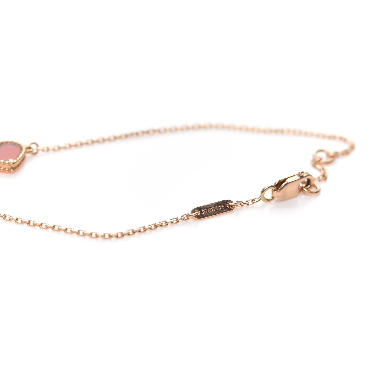 Van Cleef & Arpels 18K Rose Gold Carnelian Sweet Alhambra Heart Bracelet 6 of 6