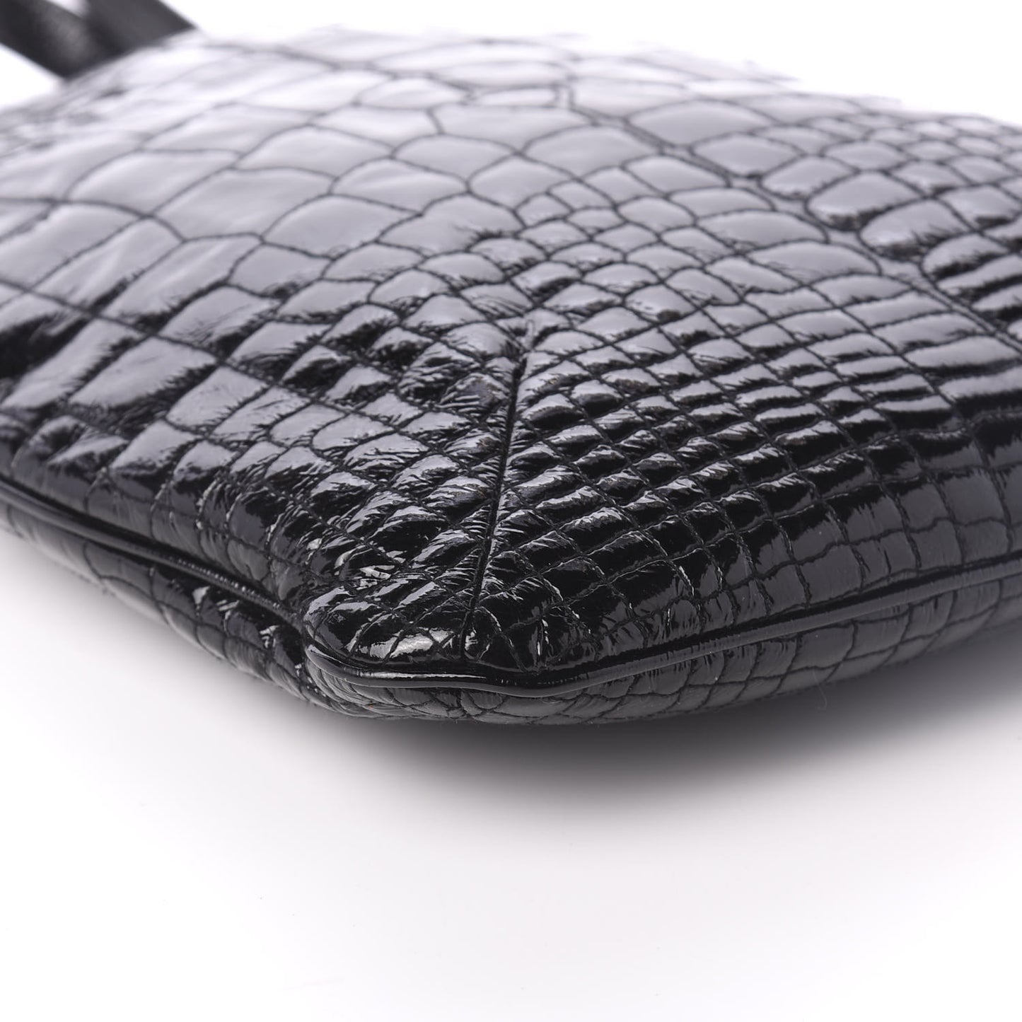 Patent Crocodile Embossed Tribute Tote Black