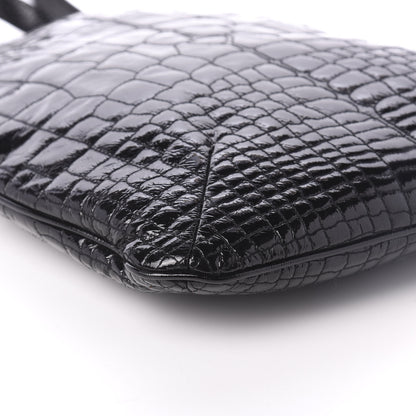 Saint Laurent Patent Crocodile Embossed Tribute Tote Black 6 of 10