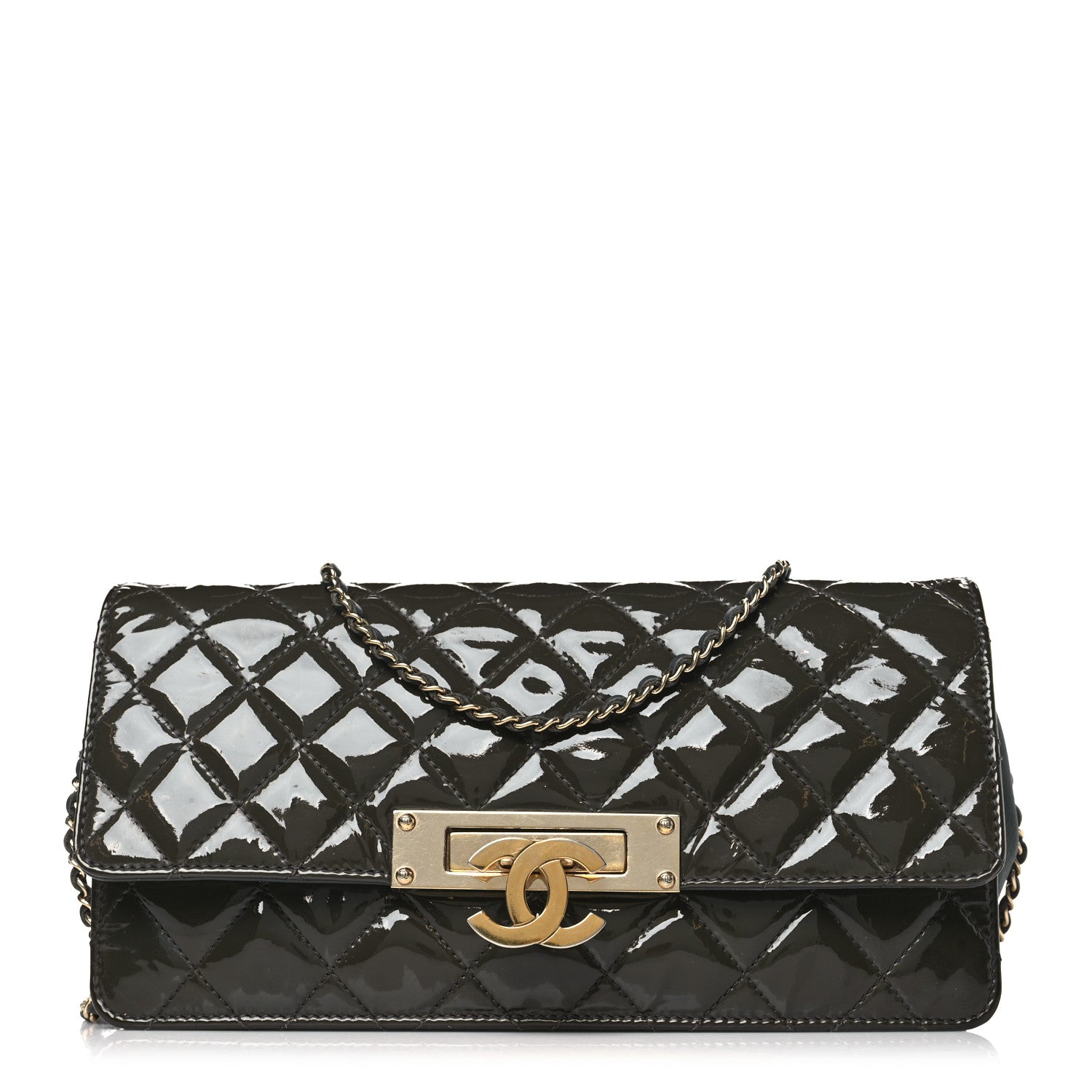 Chanel Patent Quilted Golden Class Wallet on Chain WOC Black 1 of 12