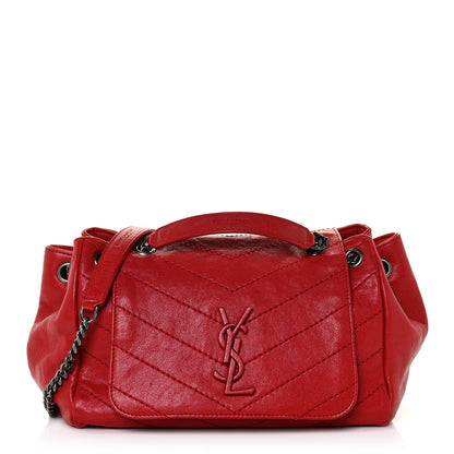 Saint Laurent Pebbled Lambskin Chevron Monogram Small Nolita Red 1 of 10