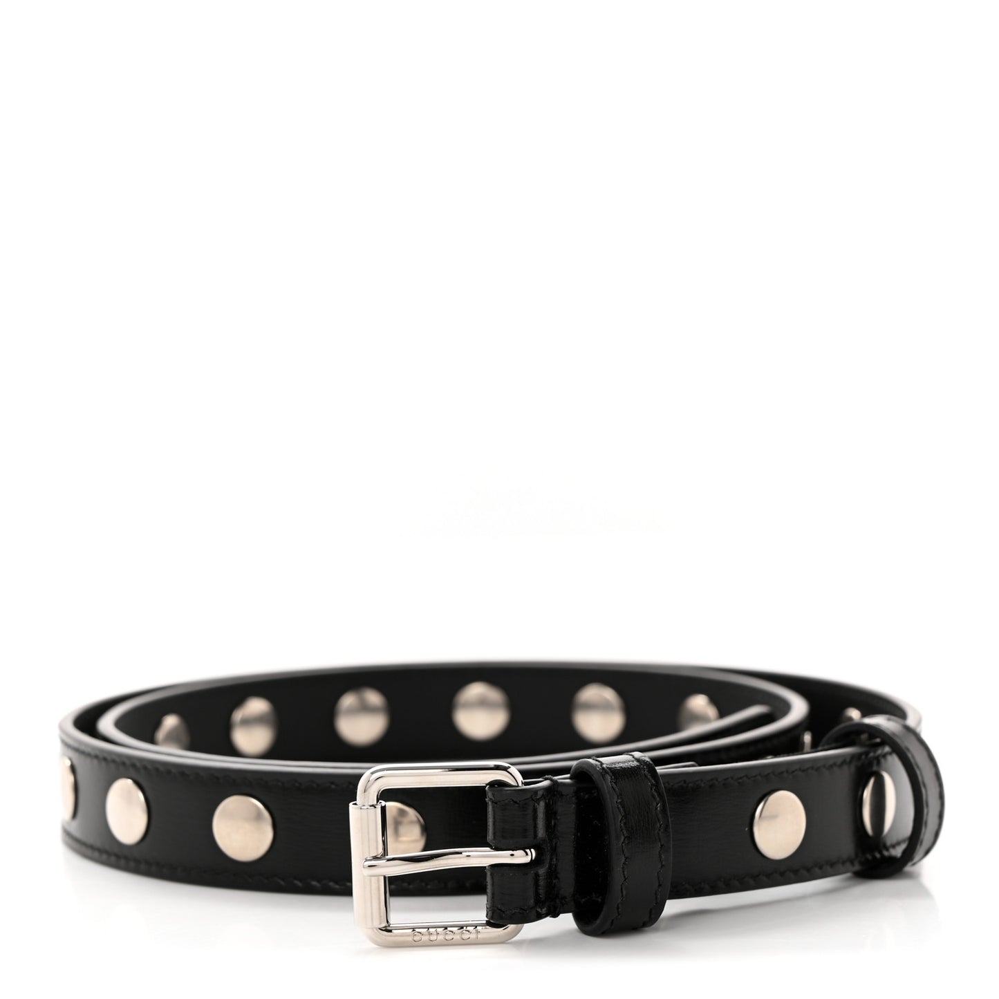 Calfskin Slim Studded Belt 80 32 Black