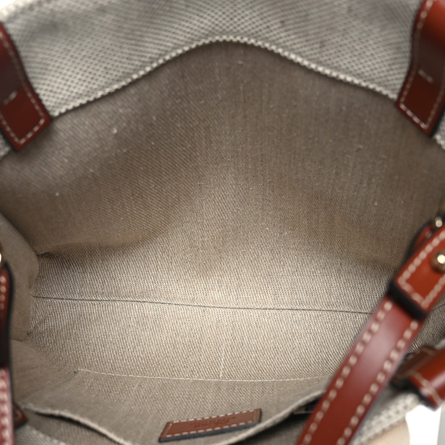 Chloe Cotton Calfskin Small Woody Ribbon Tote With Strap White Brown 5 of 9
