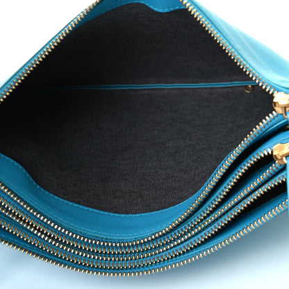 Celine Lambskin Large Trio Crossbody Bag Turquoise 4 of 5
