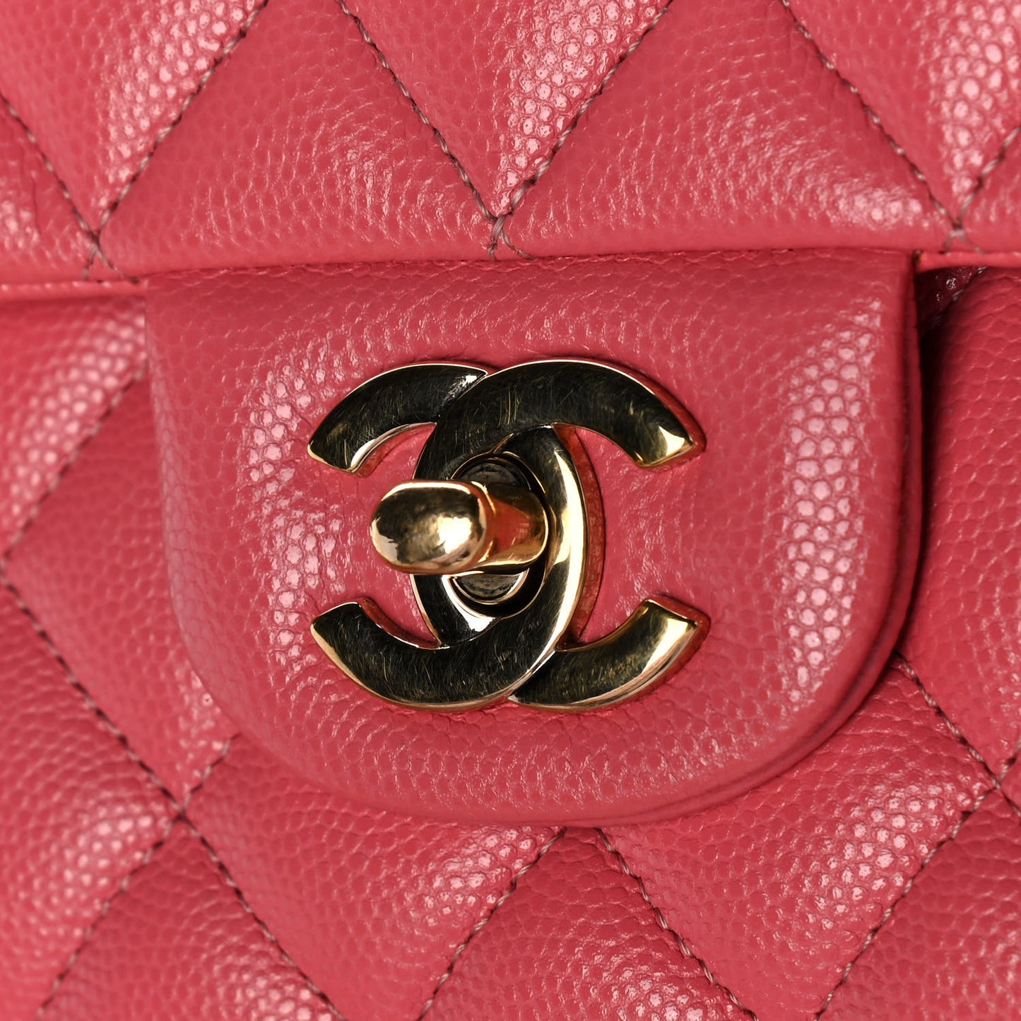 Caviar Quilted Medium Double Flap Pink