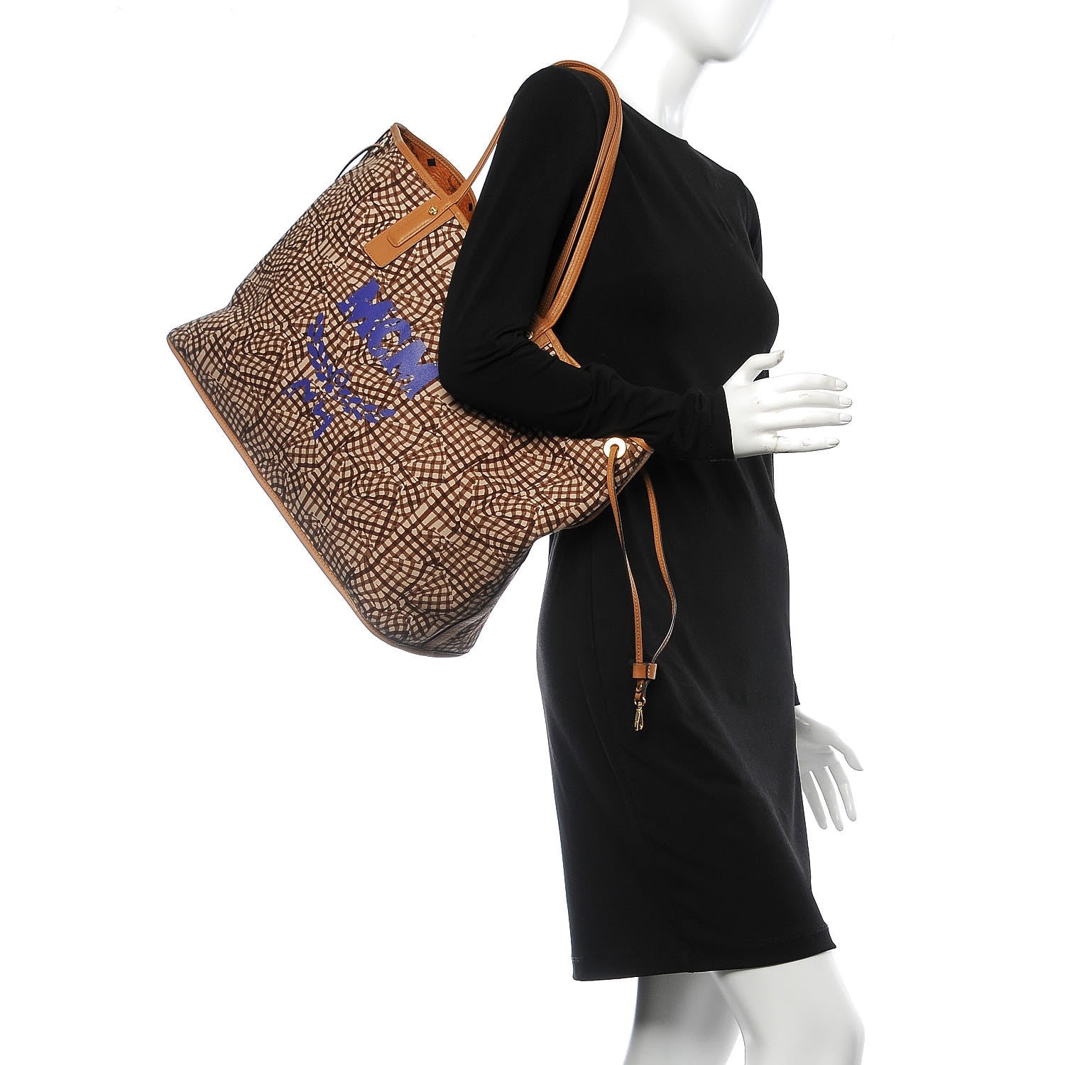 MCM Visetos Large Liz Reversible Shopper Tote Cognac 2 of 15