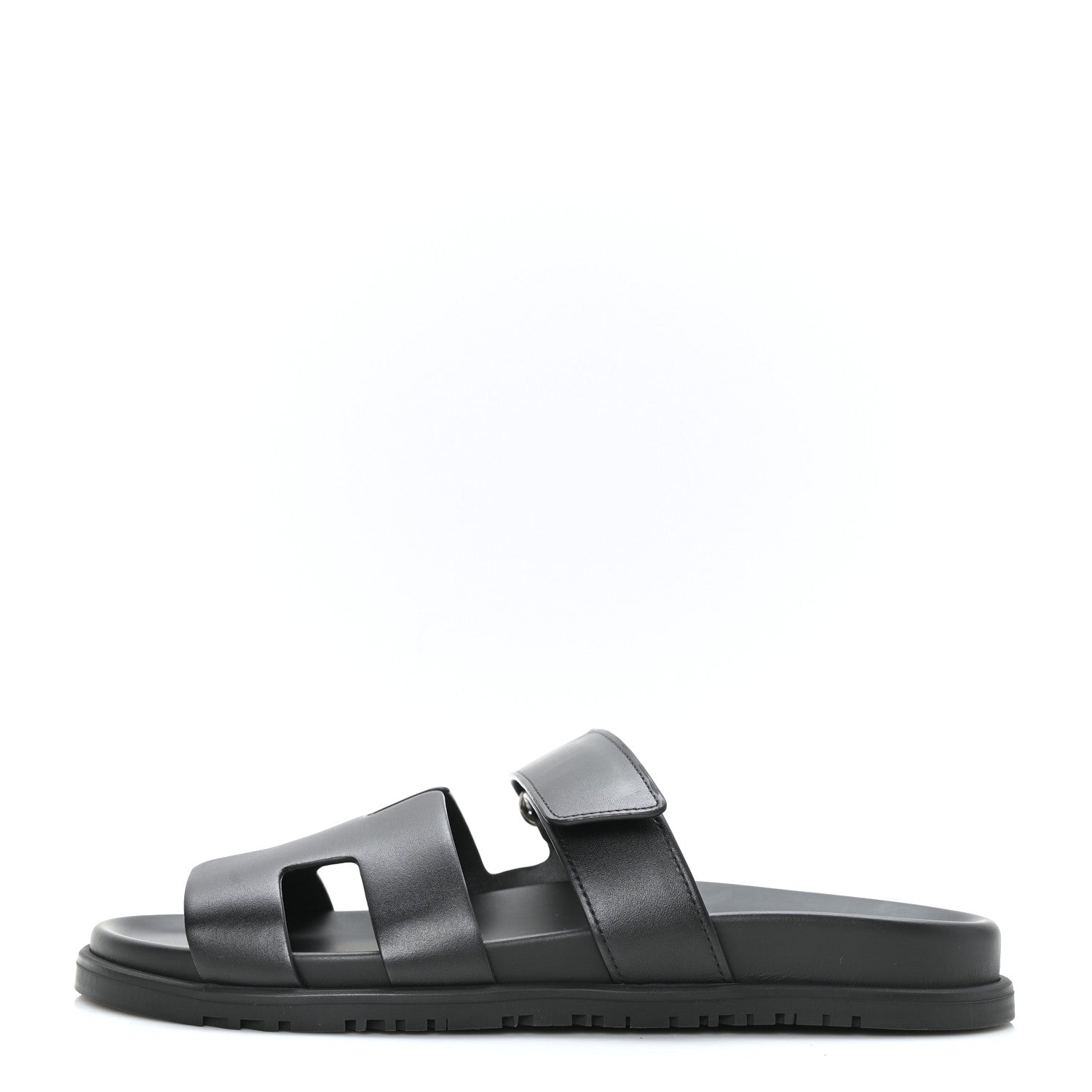 Hermes Calfskin Womens Chypre Sandals 40.5 Black 1 of 9
