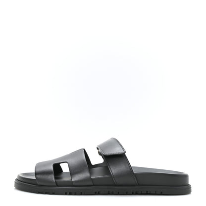 Hermes Calfskin Womens Chypre Sandals 40.5 Black 1 of 9