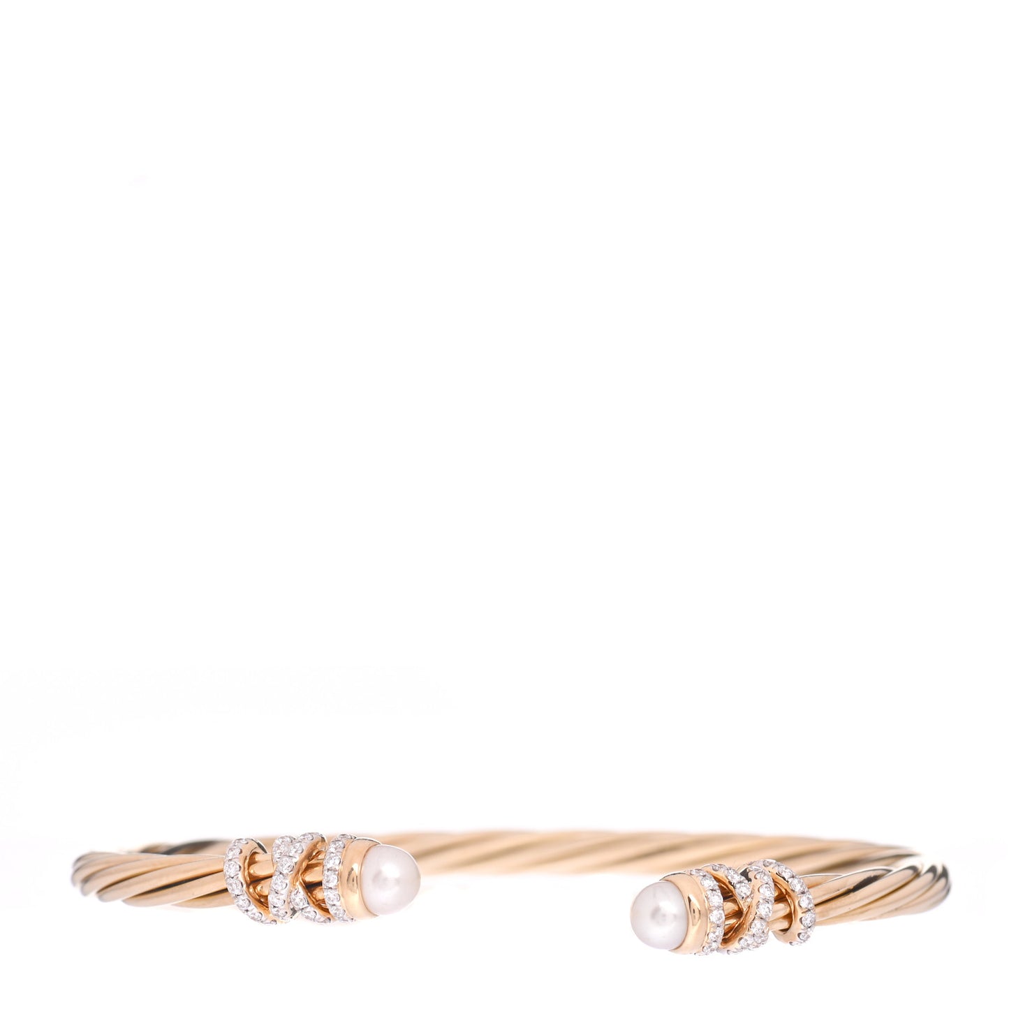 18K Yellow Gold Diamond Pearl Helena Cuff Bracelet