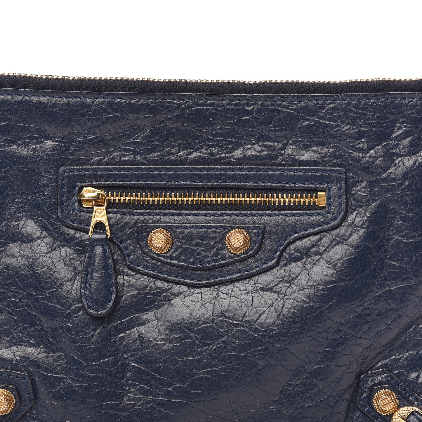 Agneau Giant 12 Gold Hardware Pouch Clutch Bleu Obscur