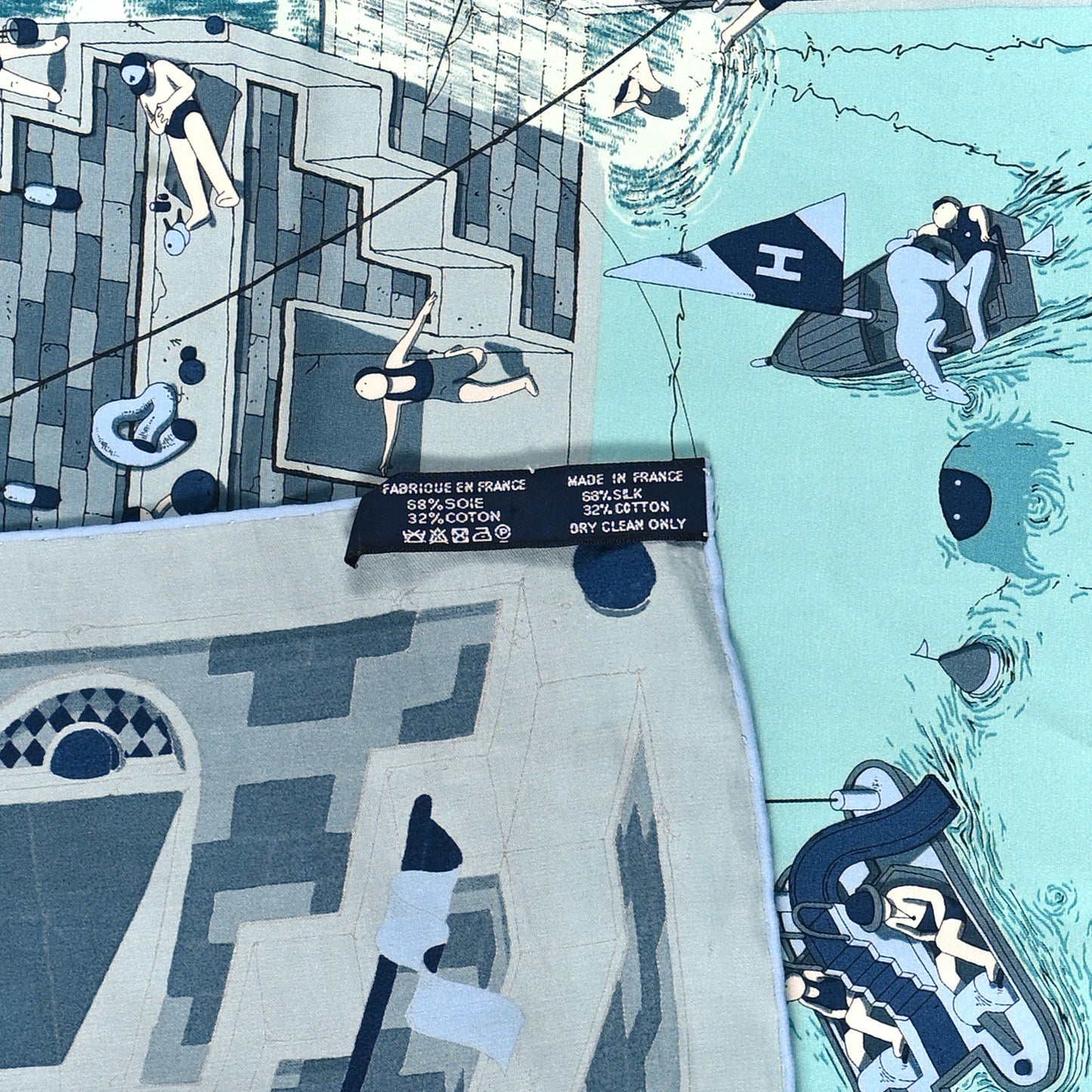 Silk Cotton Les Bains d'Hermes Scarf 100