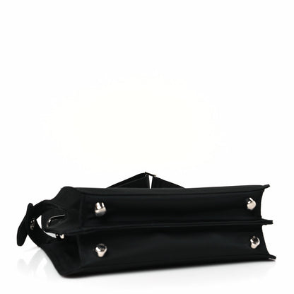 Fendi Nylon Vitello Cover Logo Embossed Mini Peekaboo I SEE U Satchel Black White 5 of 12