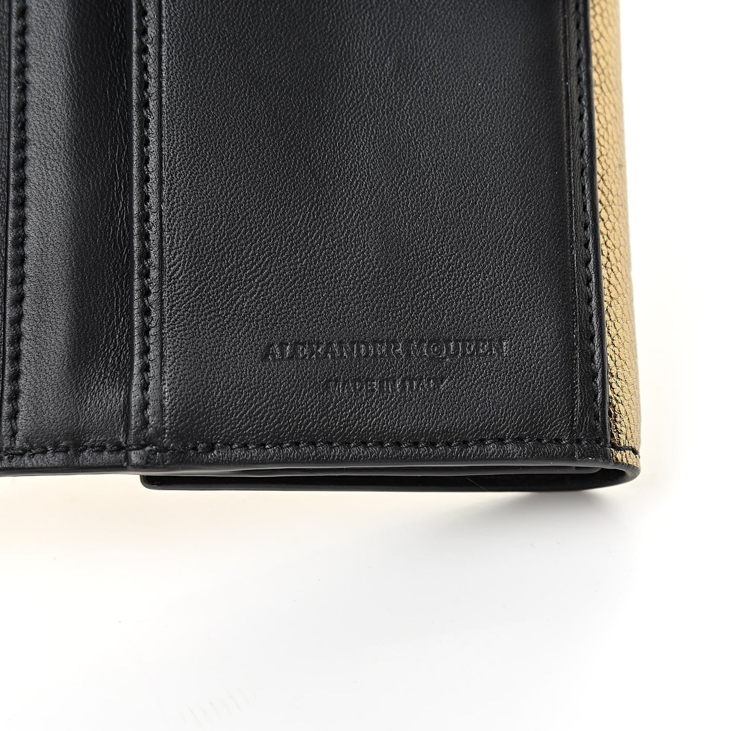Metallic Calfskin Skull Continental Wallet Antique Gold