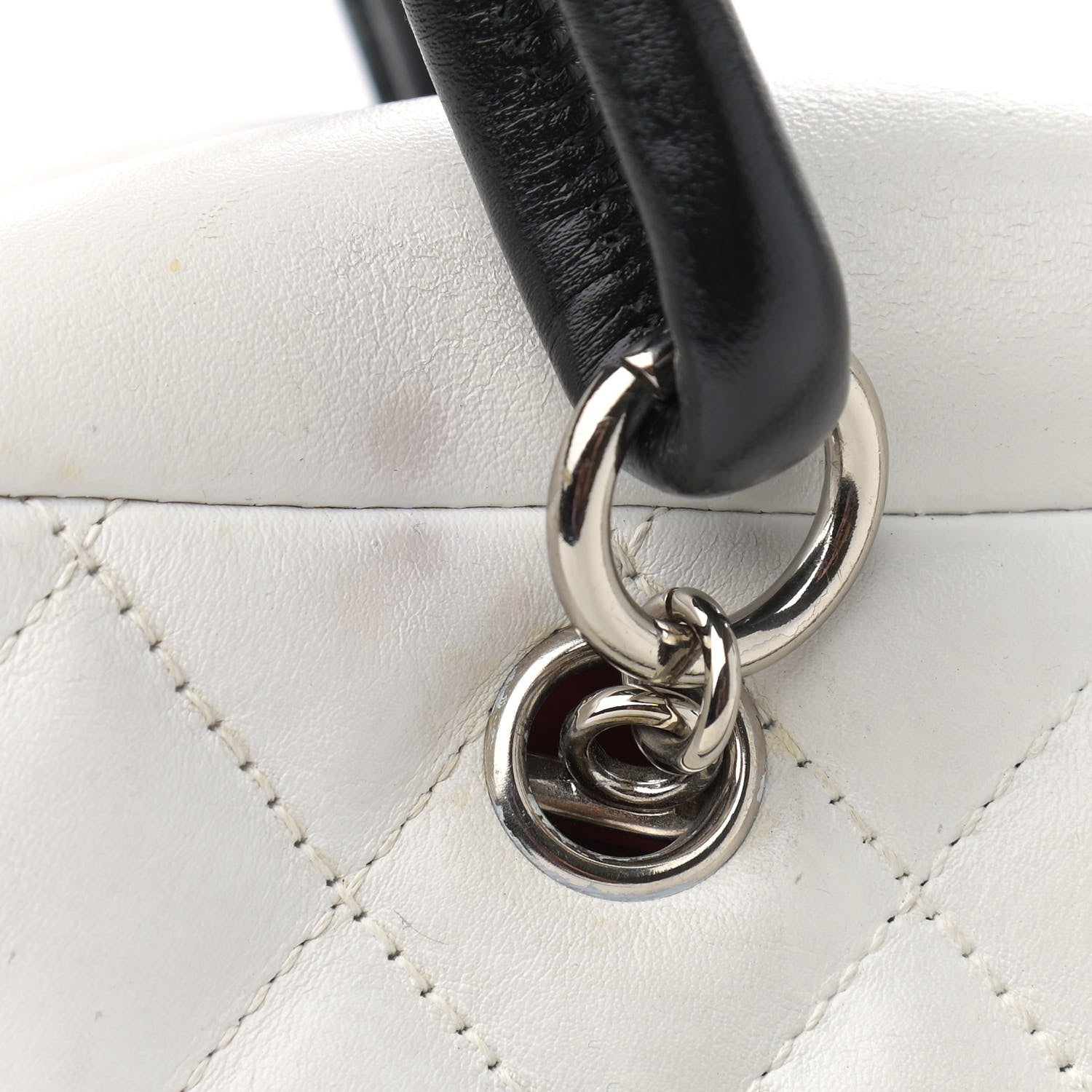 Chanel Calfskin Quilted Large Cambon Bowler White Black 12 of 14