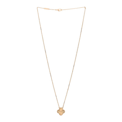 Van Cleef & Arpels 18K Yellow Gold Guilloche Vintage Alhambra Pendant Necklace 3 of 6