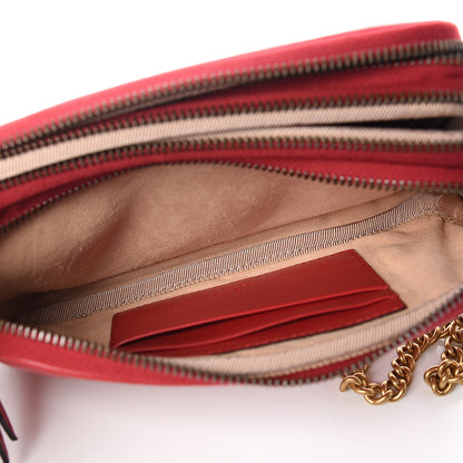 Gucci Calfskin Matelasse Mini GG Marmont Chain Crossbody Bag Hibiscus Red 6 of 12