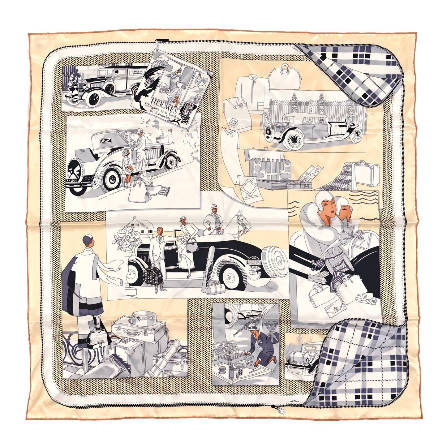 Silk Confort En Automobile Scarf 70 Creme White Black