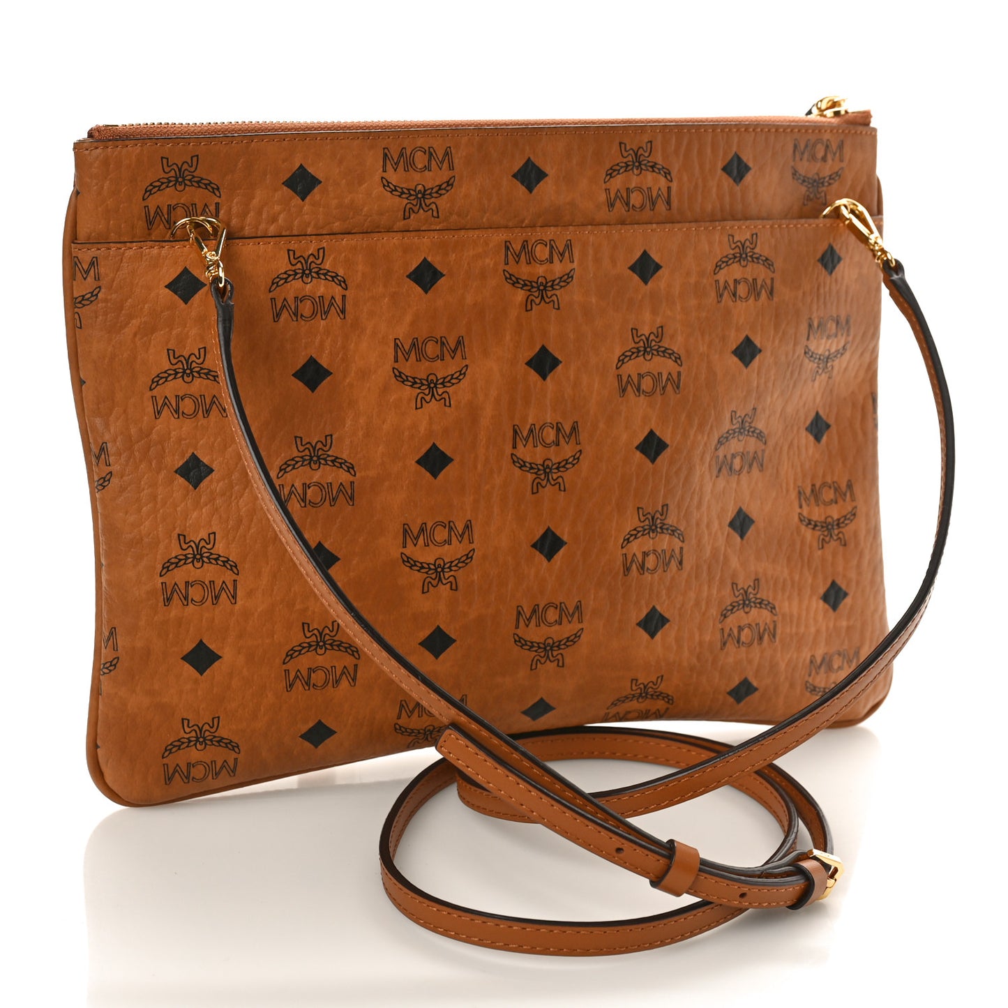 Visetos Medium Crossbody Pouch Cognac