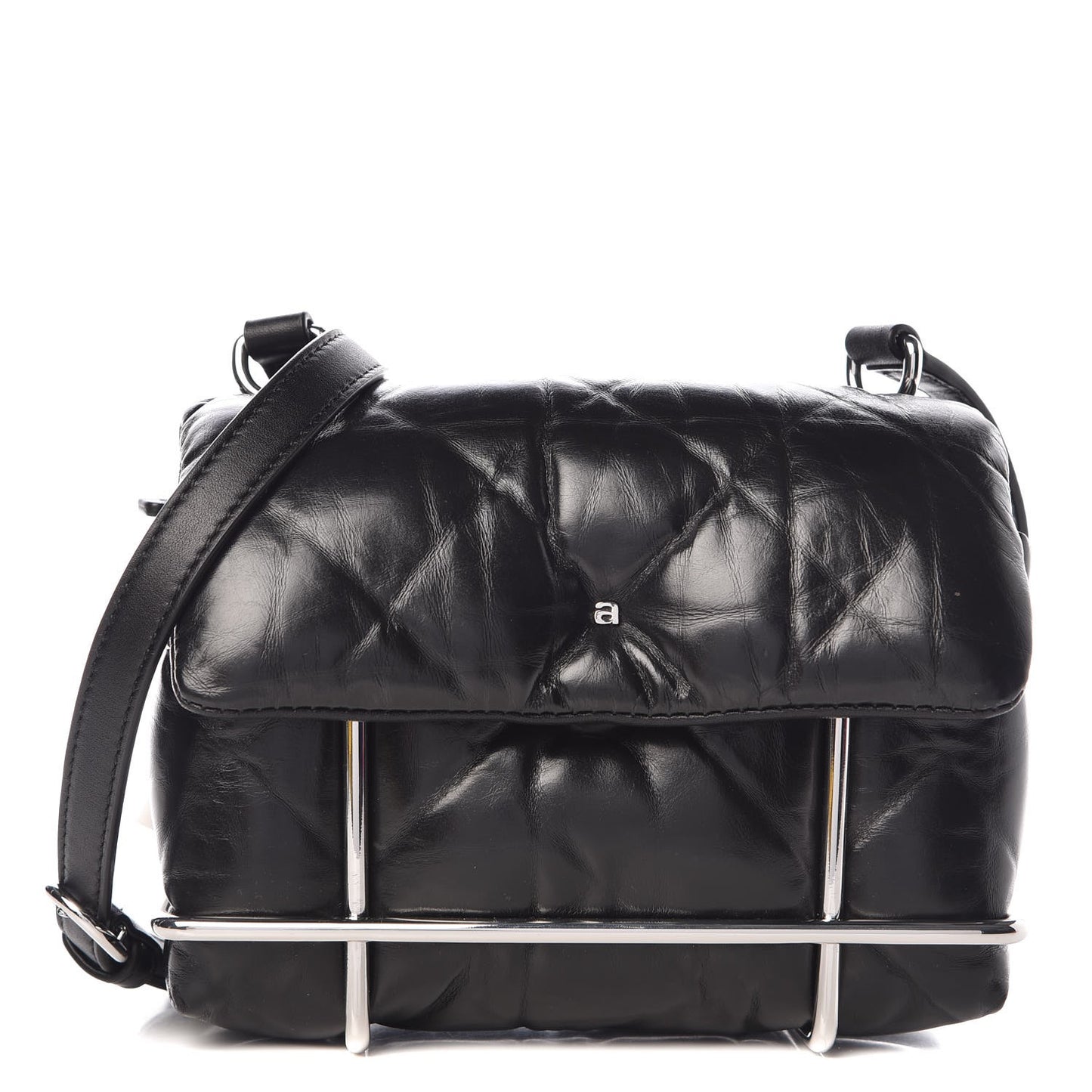 Calfskin Quilted Halo Crossbody Bag Black