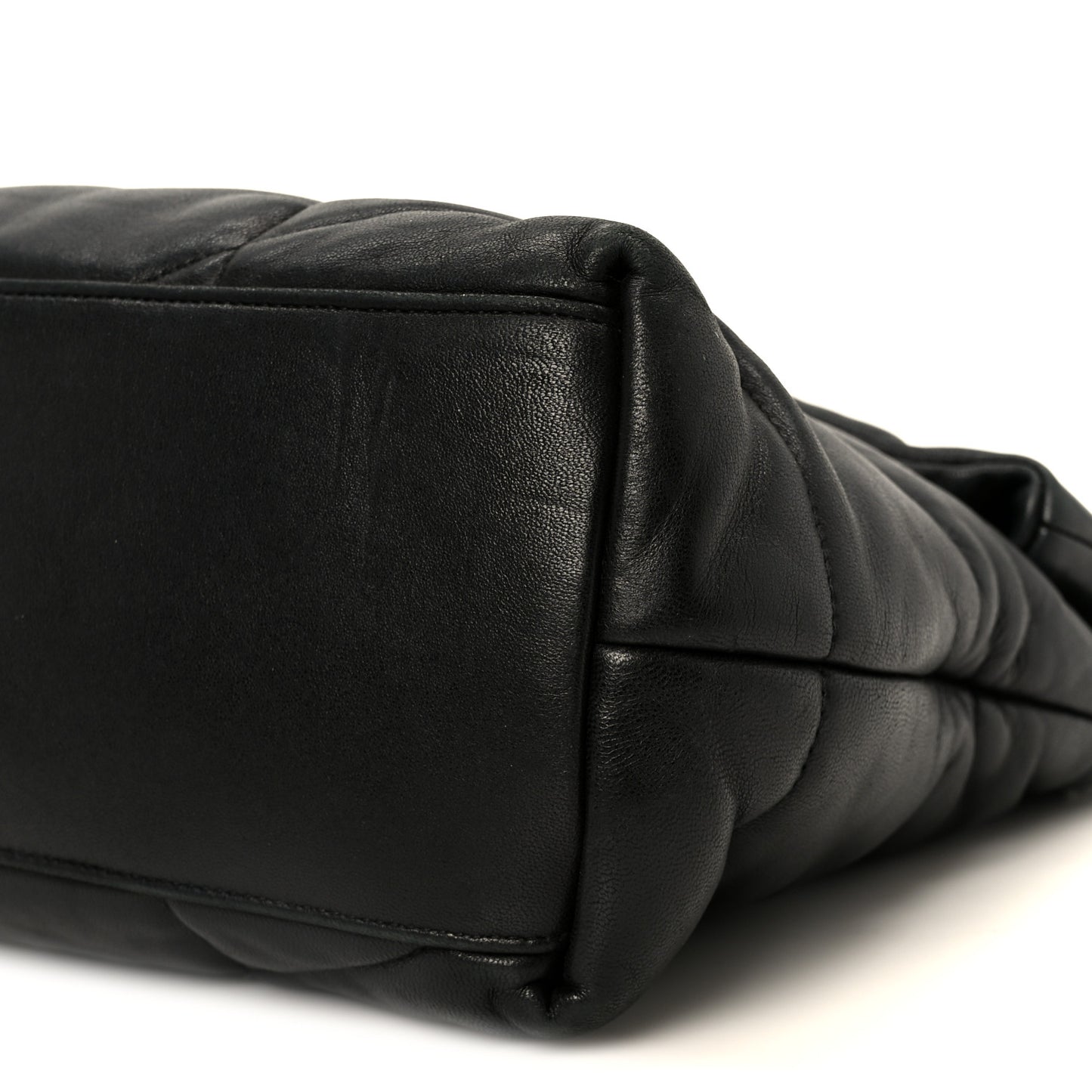 Lambskin Quilted Monogram Monochrome Medium Loulou Puffer Chain Satchel Black