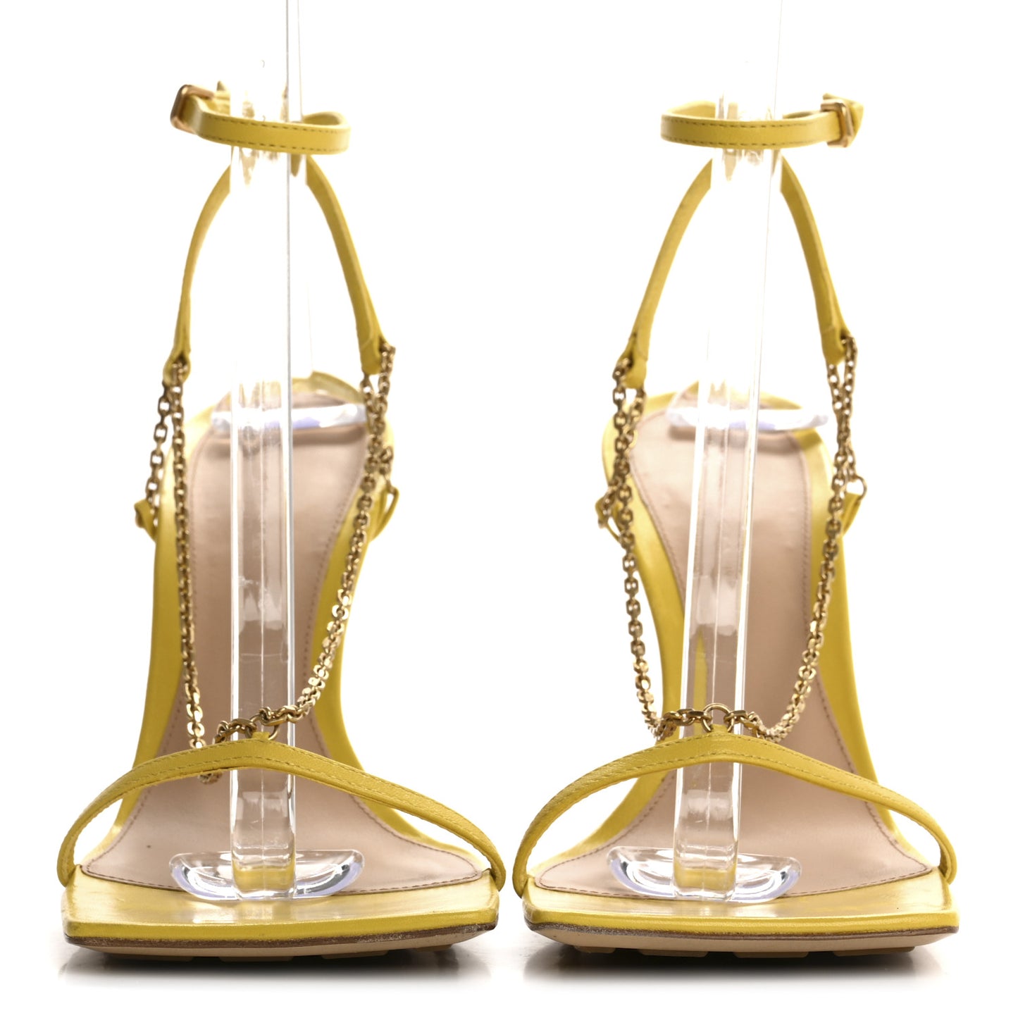 Lambskin Stretch Chain Strap 90mm Sandals 41 Buttercup