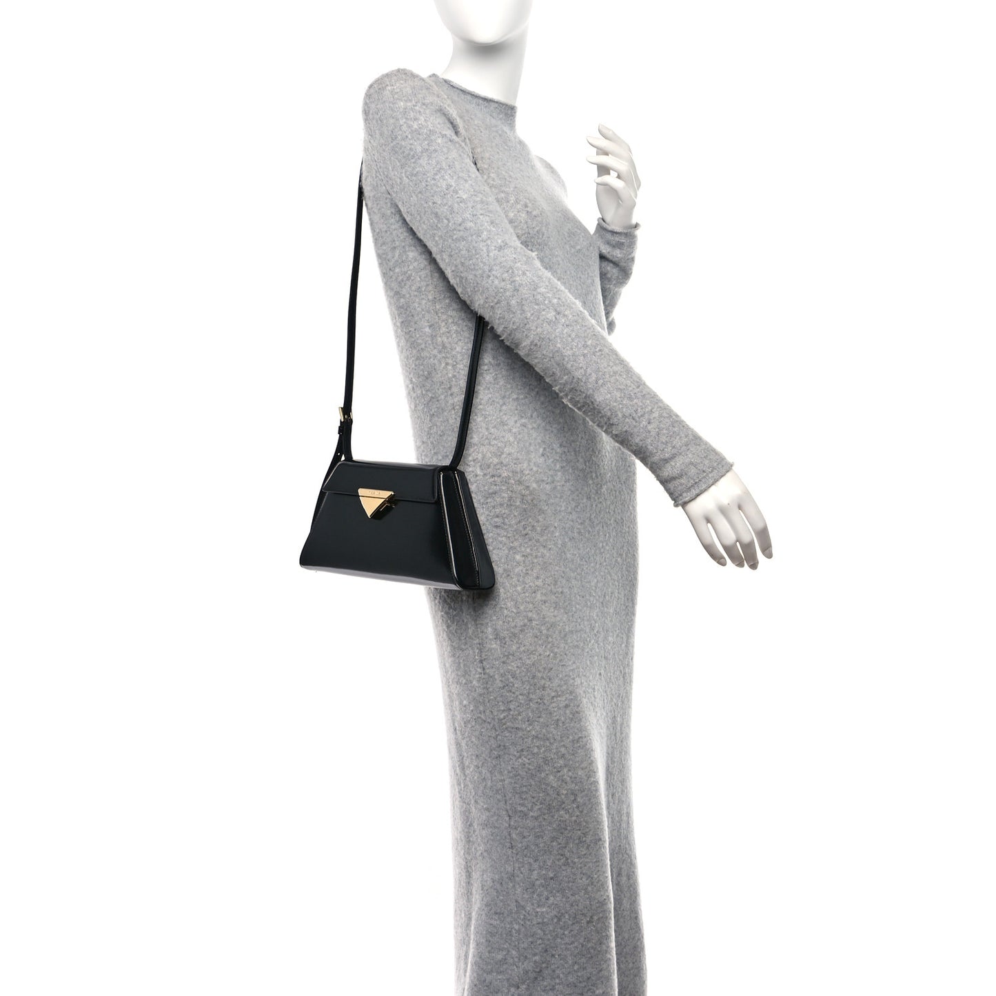 Spazzolato Flap Shoulder Bag Black