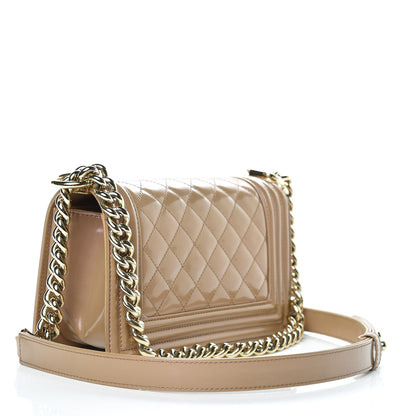 Chanel Iridescent Glazed Calfskin Quilted Small Boy Flap Dark Beige 3 of 12