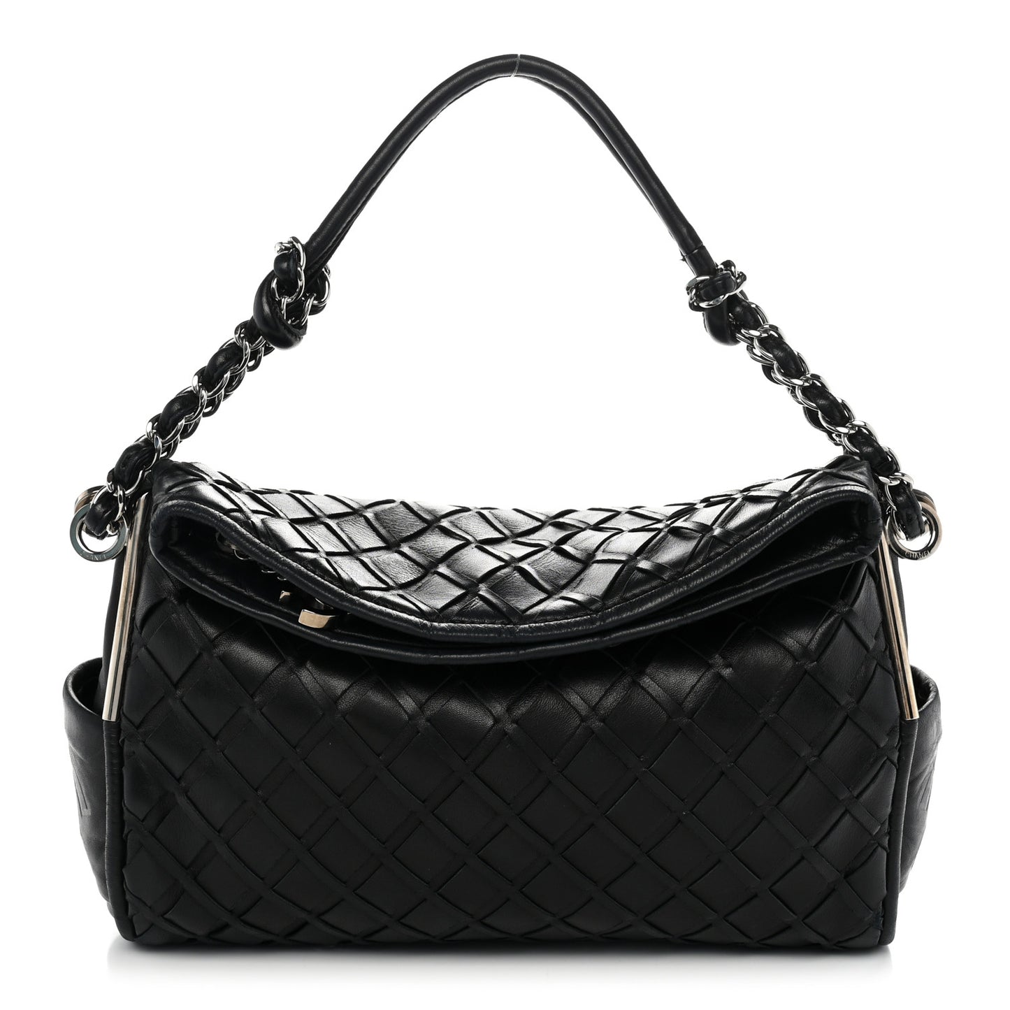 Lambskin Woven Medium Ultimate Soft Sombrero Hobo Black