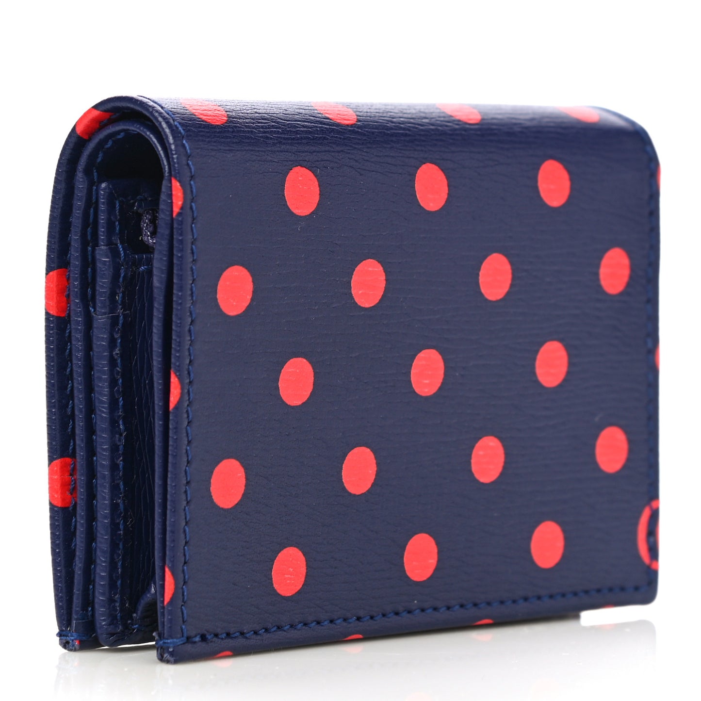 Shangai Calfskin Polka Dot Horsebit 1955 Card Case Wallet Blue Orange Sailor Blue