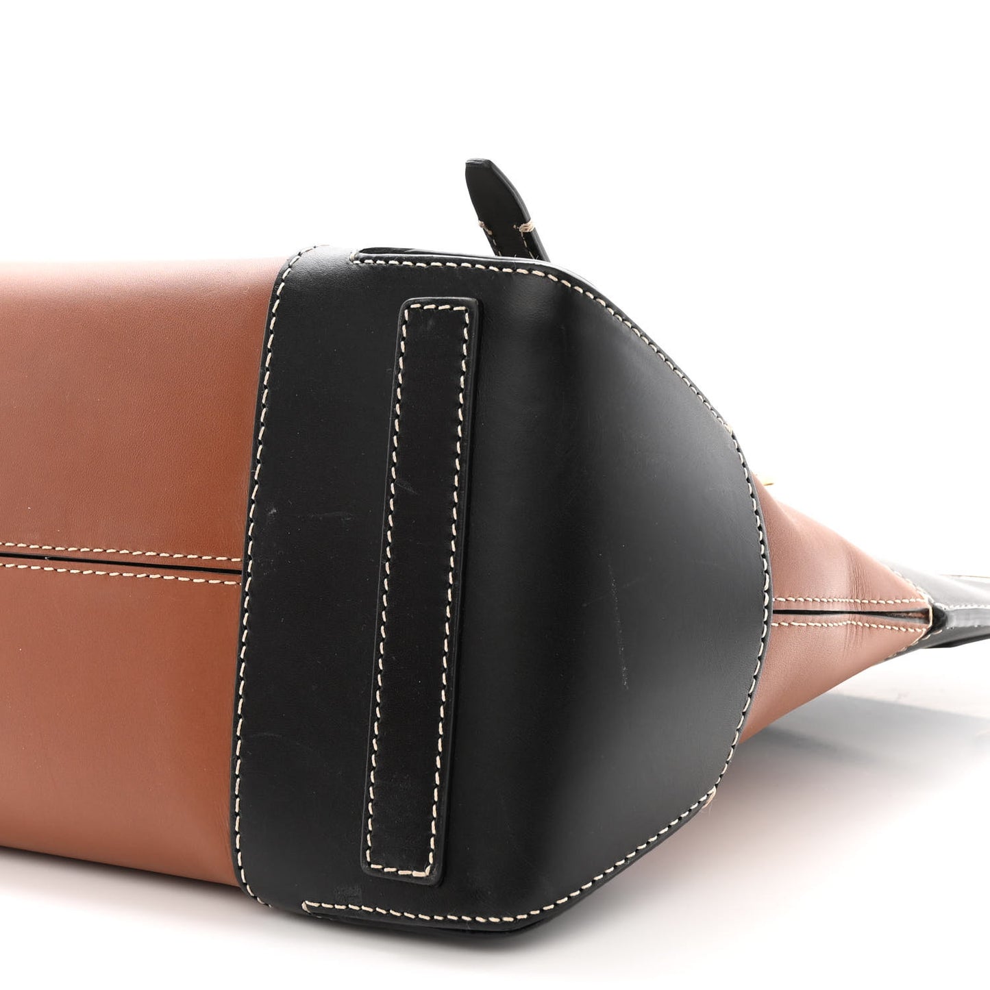 Calfskin Medium Society Top Handle Bag Black Brown