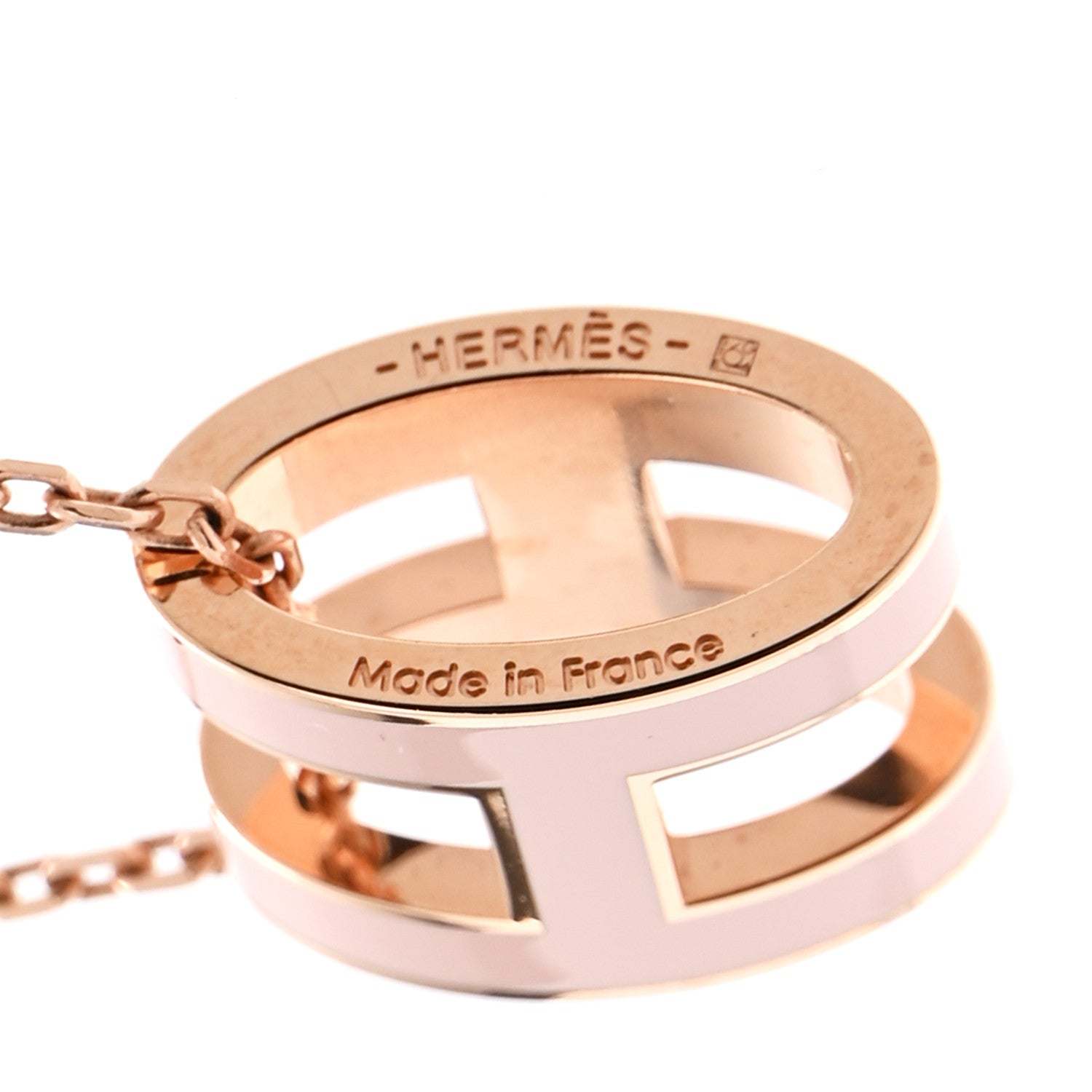 Hermes Lacquered Rose Gold Pop H Pendant Necklace Rose Dragee 6 of 7