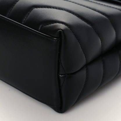 Saint Laurent Calfskin Y Quilted Monogram Monochrome Small Loulou Chain Satchel Black 9 of 10