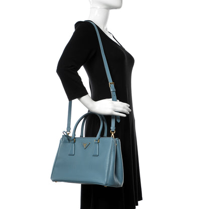 Prada Saffiano Small Galleria Double Zip Tote Aviazione 2 of 13