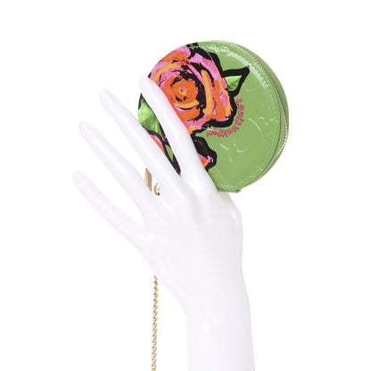 Louis Vuitton Vernis Roses Chapeau Coin Purse Vert Tonic 2 of 6