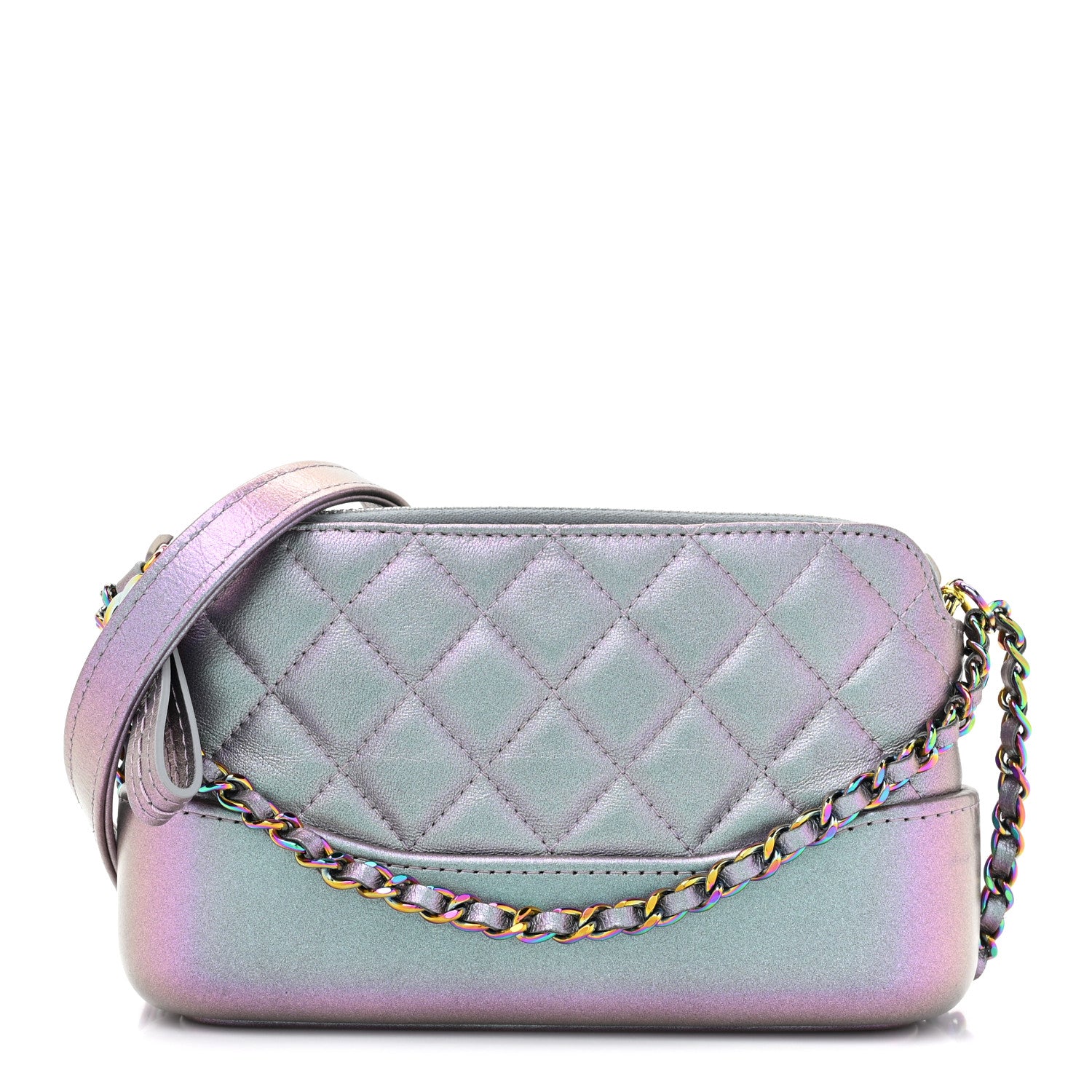 Chanel Iridescent Lambskin Calfskin Quilted Small Gabrielle Clutch With Chain Light Purple 1 of 14