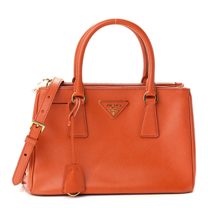 Prada Saffiano Mini Galleria Double Zip Tote Papaya 1 of 16