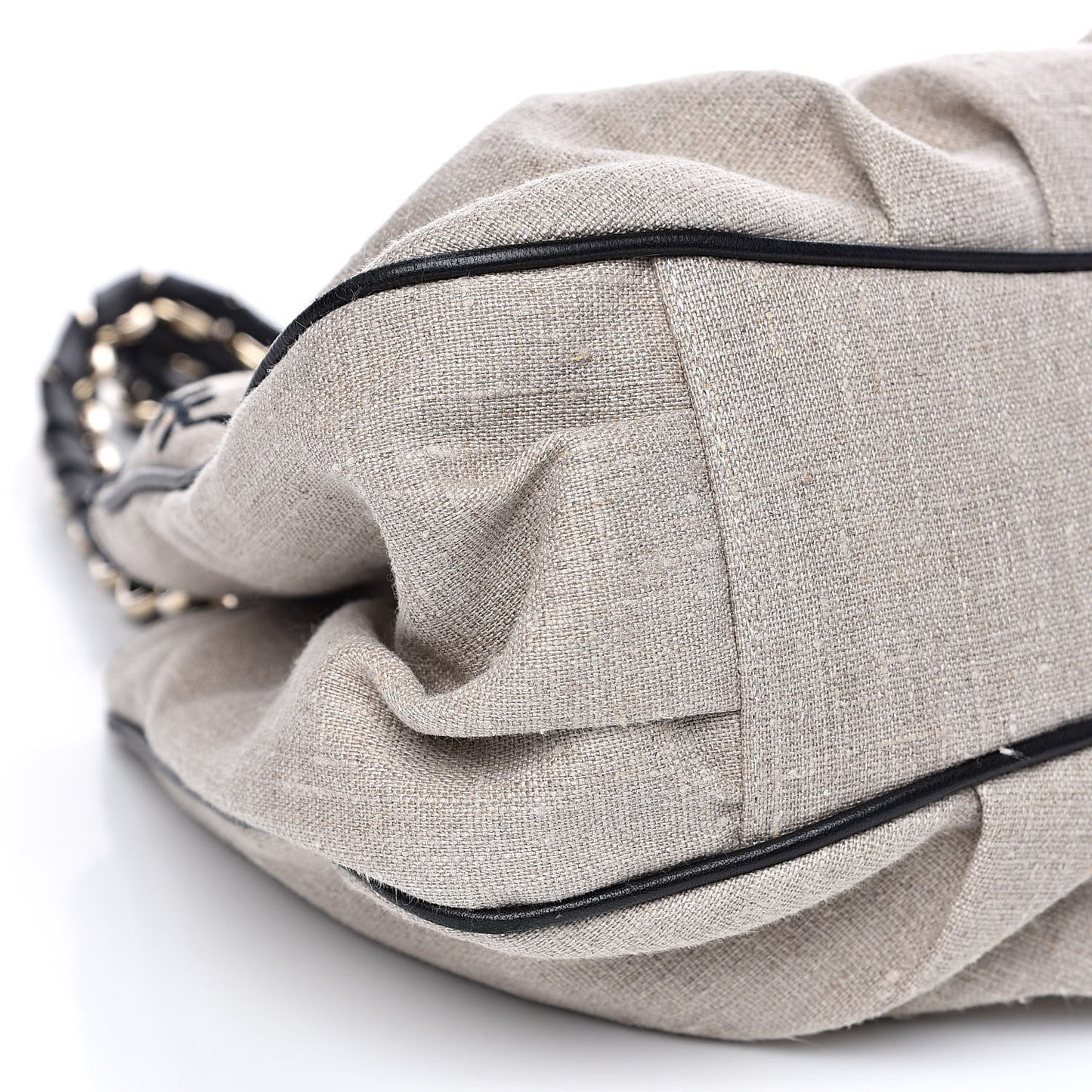 Linen Embroidered Small Mia Tote Black