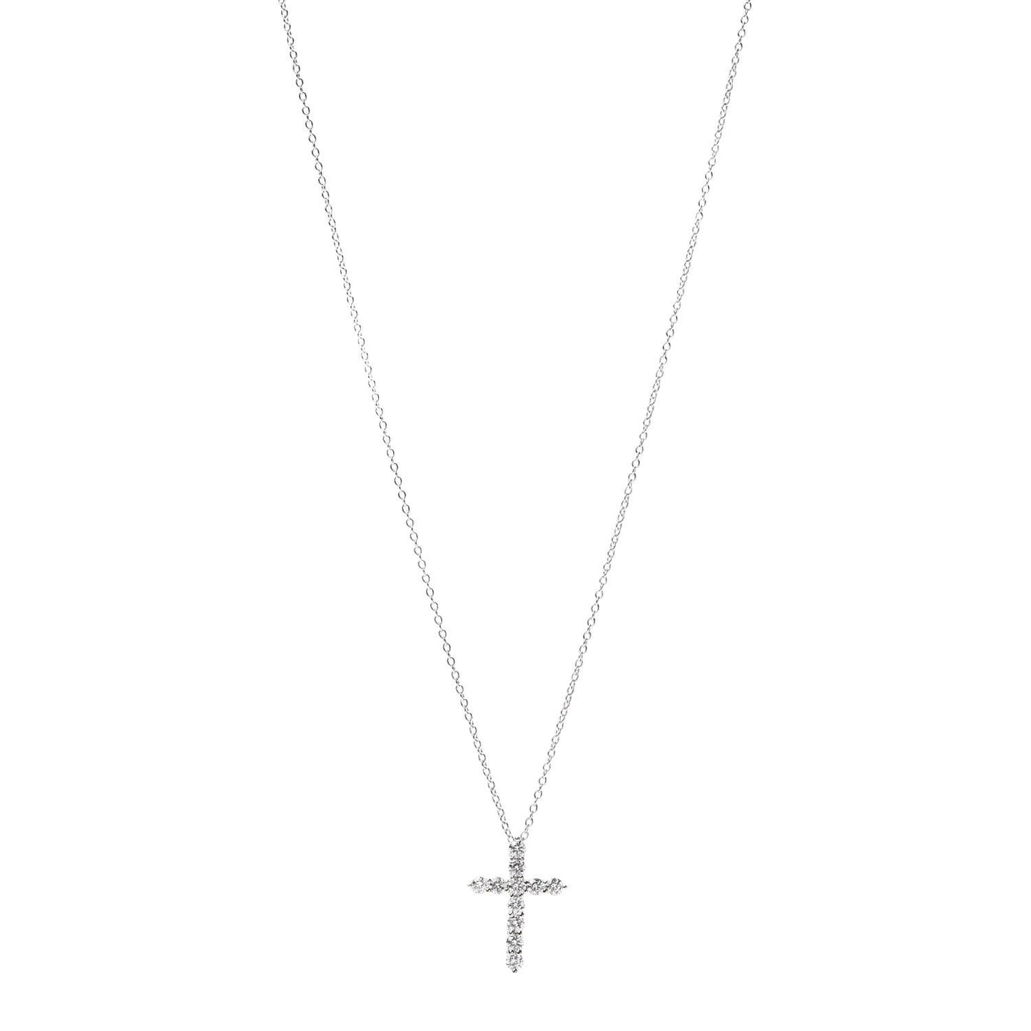 Platinum Diamond Small Cross Pendant Necklace