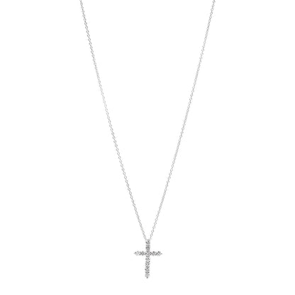 Tiffany Platinum Diamond Small Cross Pendant Necklace 2 of 14